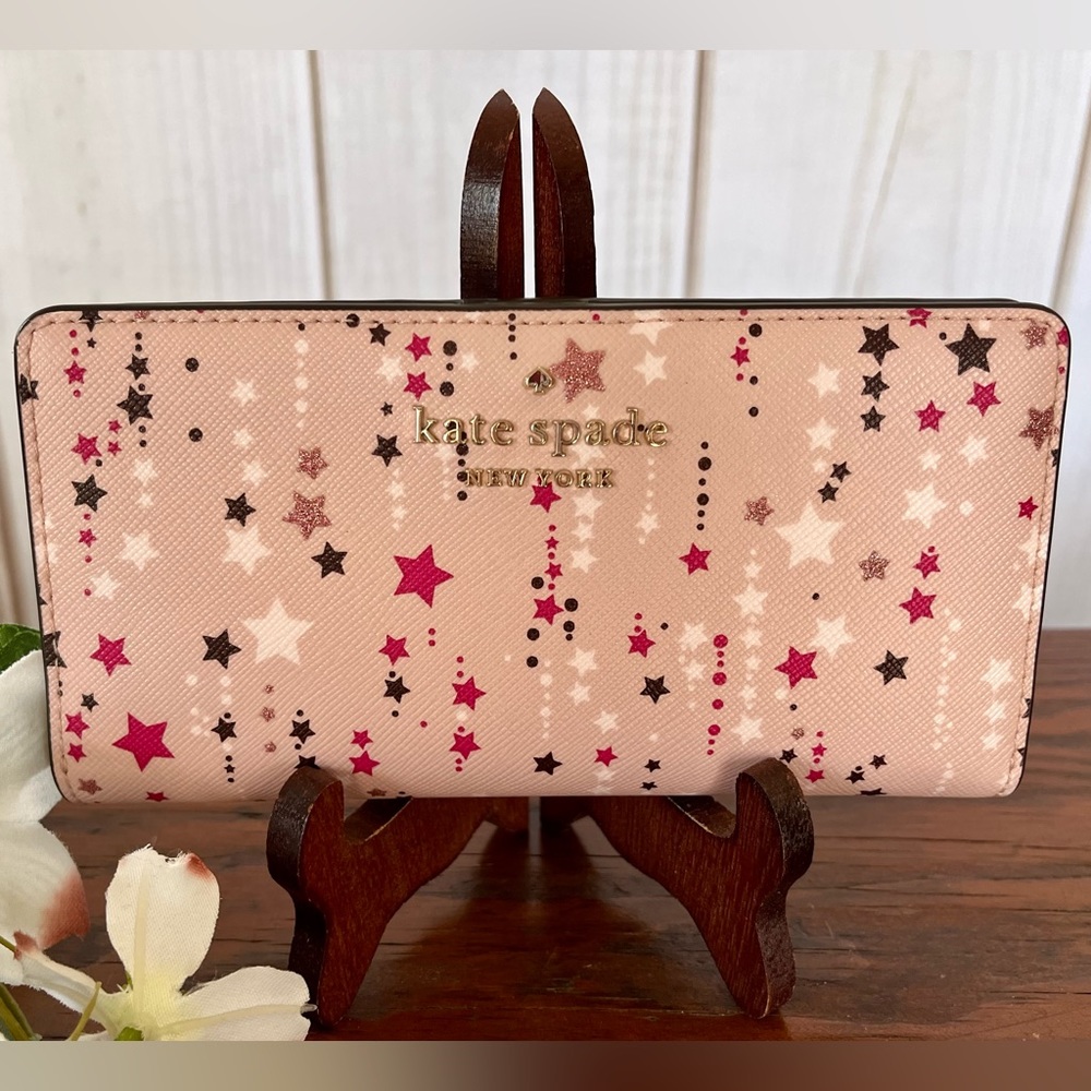 NWT KATE SPADE Large Slim Bifold - Twinkle Pink Multi 💖